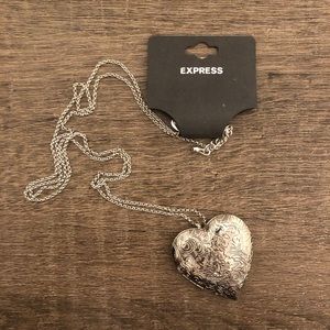 NWT Express Silver Locket with Long Chain